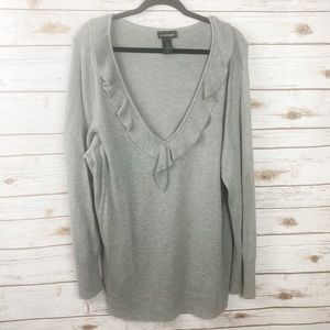 Lane Bryant Gray Ruffle V-Neck Sweater Sz. 22/24